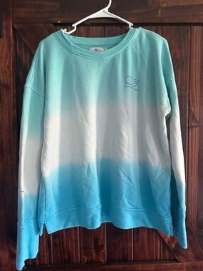 Vineyard Vines Ombre Crewneck Sweatshirt in Aqua, White & Ocean Blue